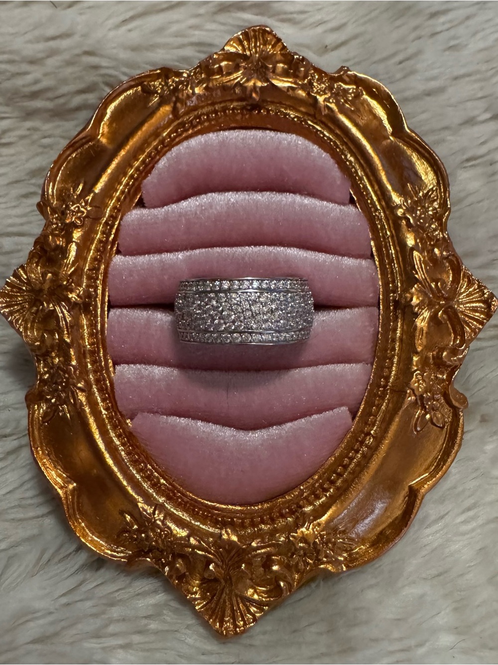 Wide Pavé Crystal Rhinestone Statement Band Ring Silver Tone Size 10 - Picture 3 of 8
